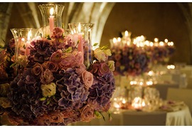 Floral decoration for wedding reception at Villa Cimbrone in Ravello