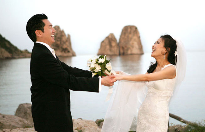 Bridal couple at Capri wedding