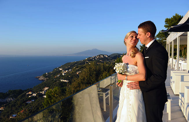 Portrait of the bride and groom at Sorrento wedding