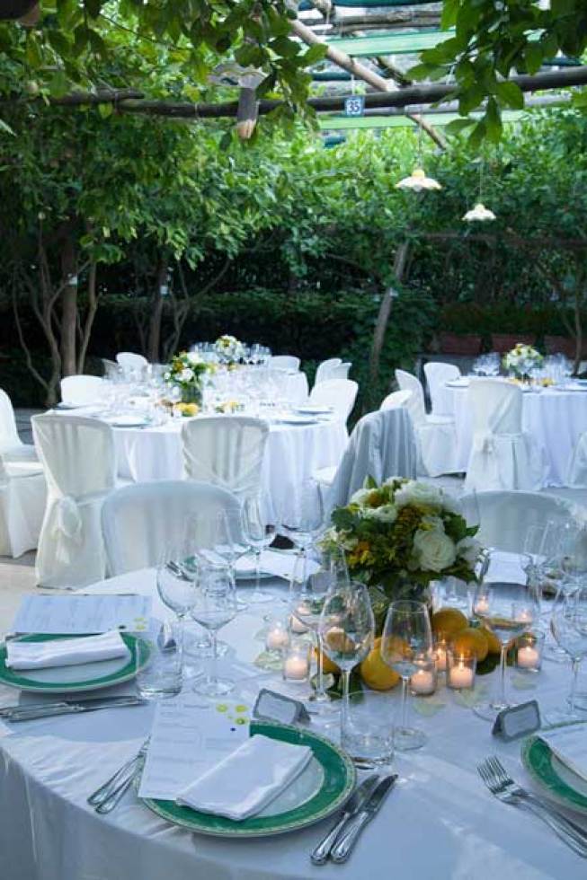 Wedding banquet in the garden of a traditional trattoria in Capri
