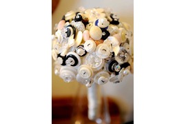 Whimsical bridal bouquet with buttons