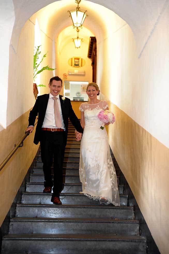 Bride and groom at civil wedding in Amalfi