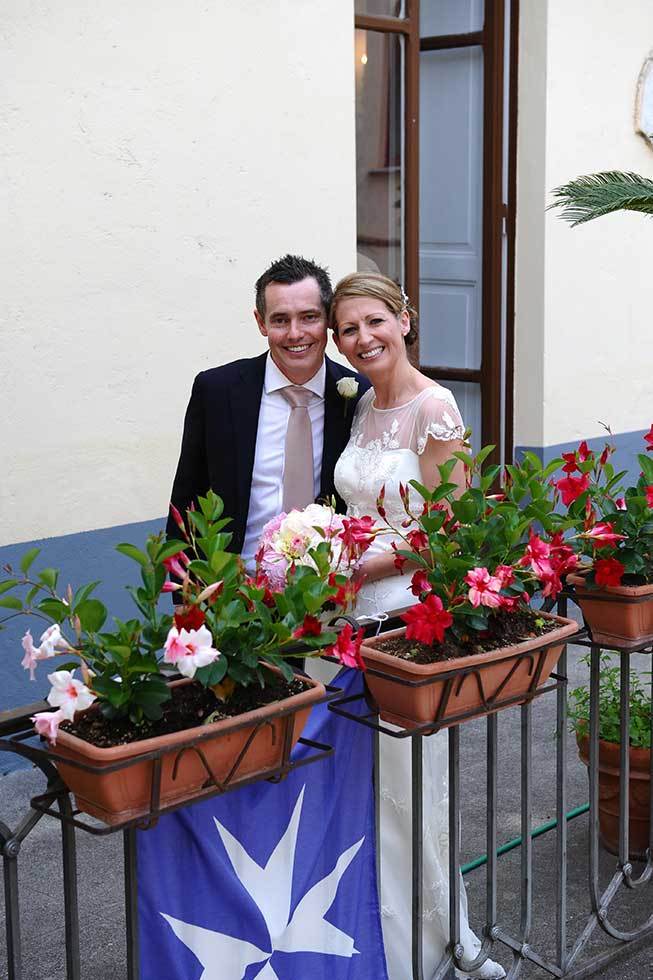Bride and groom at civil ceremony in Amalfi