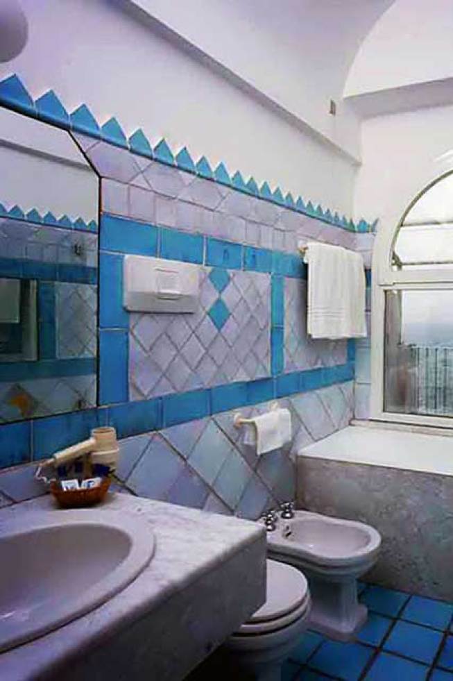 Bathroom in the medieval hotel in Amalfi