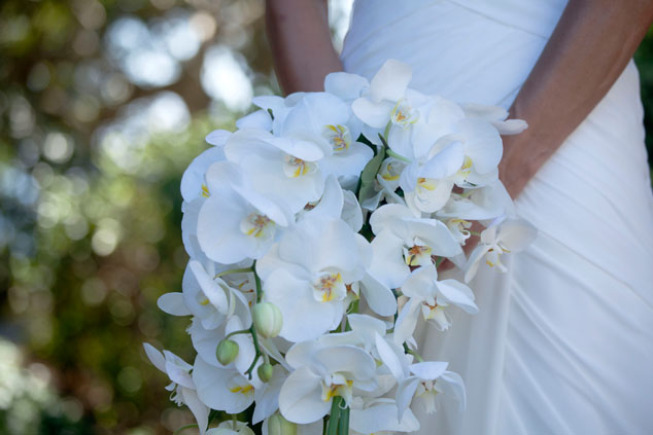 Bridal bouquet with white orchids for Capri wedding