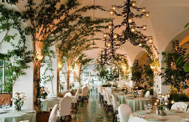 Banquet hall at luxury hotel in Positano