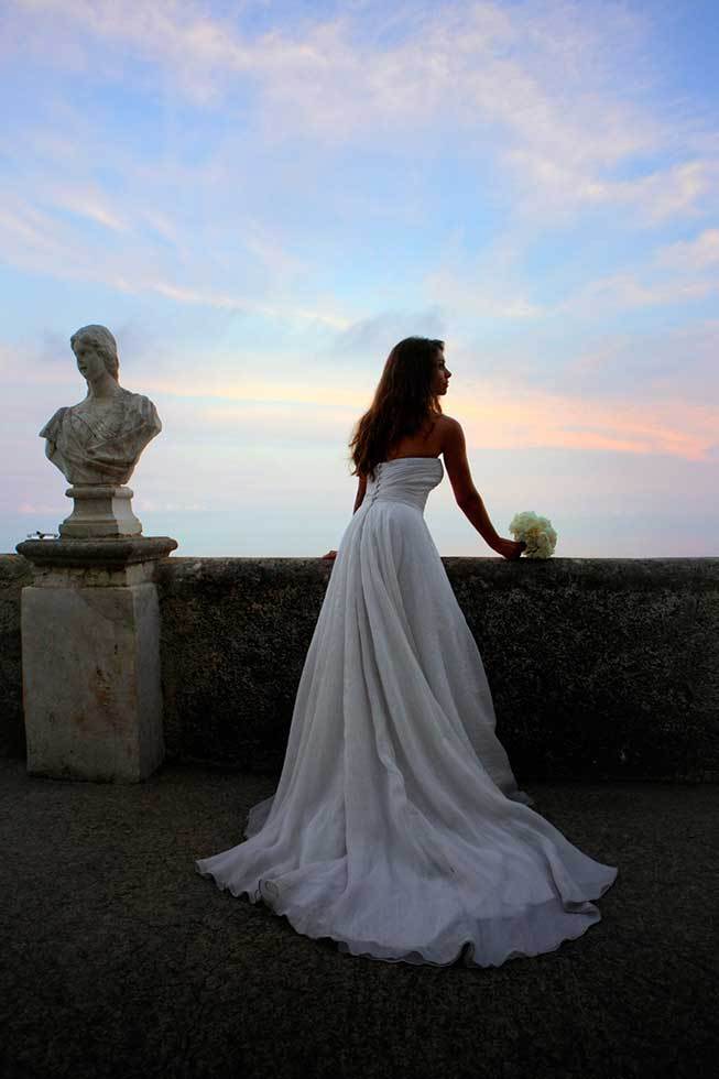 Bride on the terrace of Villa Cimbrone in Ravello