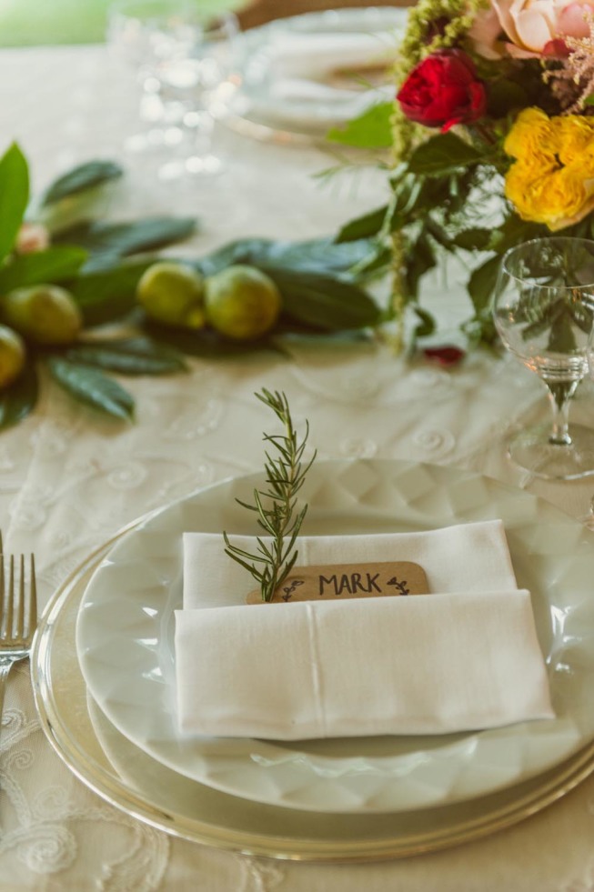 Table decoration for banquet at Villa Eva