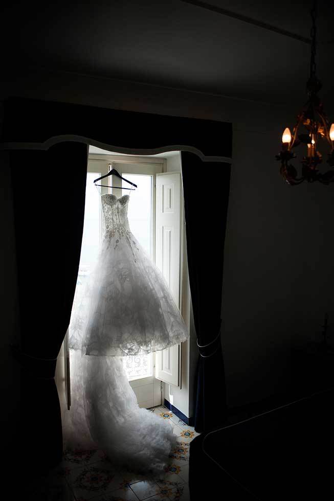 Bridal gown for wedding in Amalfi